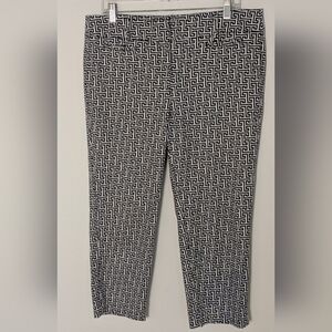 Ann Taylor Loft The Riviera Pants Sz 12 P Cropped Marisa Fit Navy Geometric